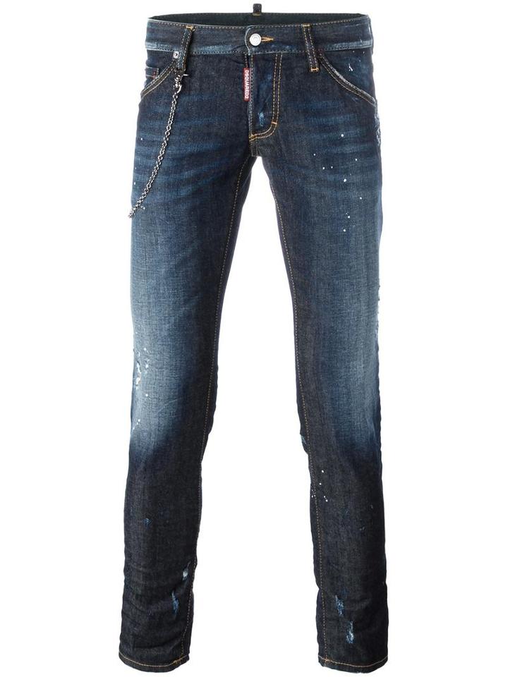 Dsquared2 Clement Chain Trim Jeans, Men's, Size: 48, Blue, Cotton/spandex/elastane