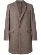 Closed Single-breasted Fitted Coat - Brown