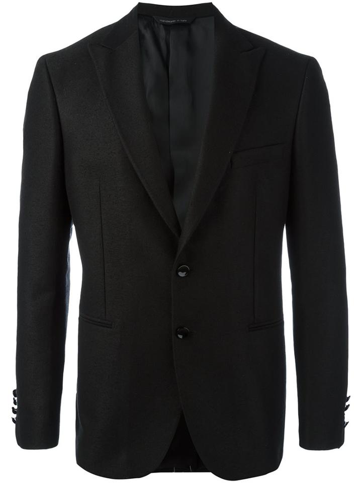 Tonello Buttoned Blazer Jacket, Men's, Size: 48, Black, Silk/cotton/acetate/viscose