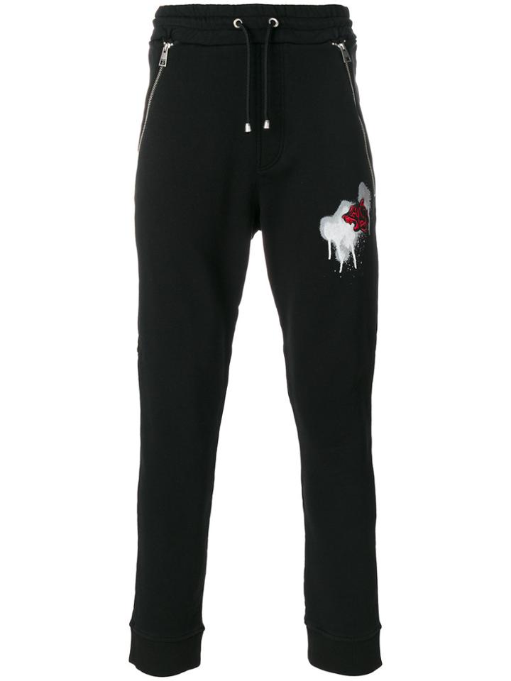 Just Cavalli Tiger Appliqué Track Pants - Black
