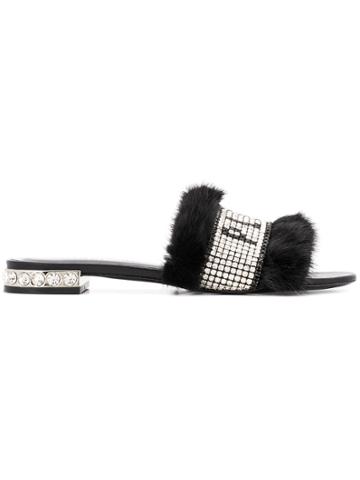 Philipp Plein Crystal Logo Sliders - Black