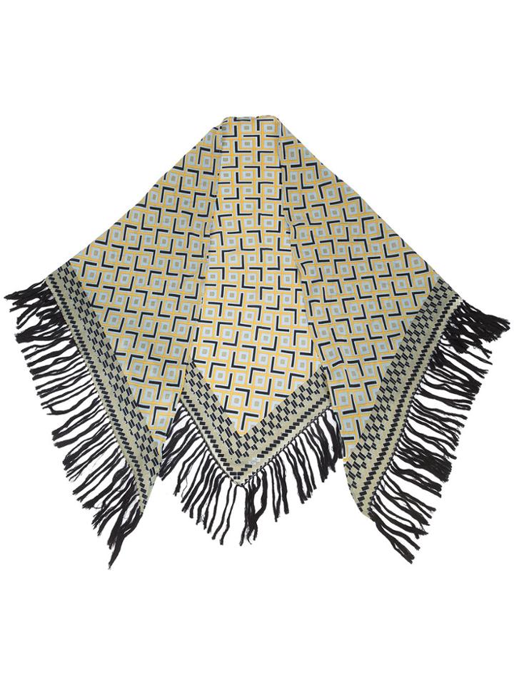 A Peace Treaty Printed Fringe Scarf - Blue