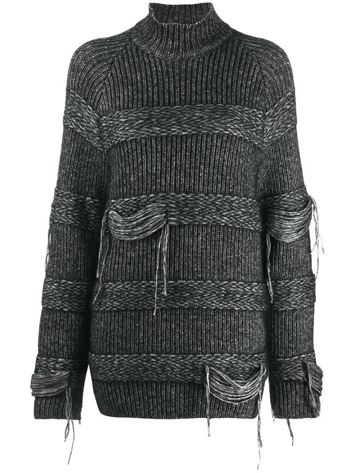 Mrz Distressed Chunky Knit Sweater - Black