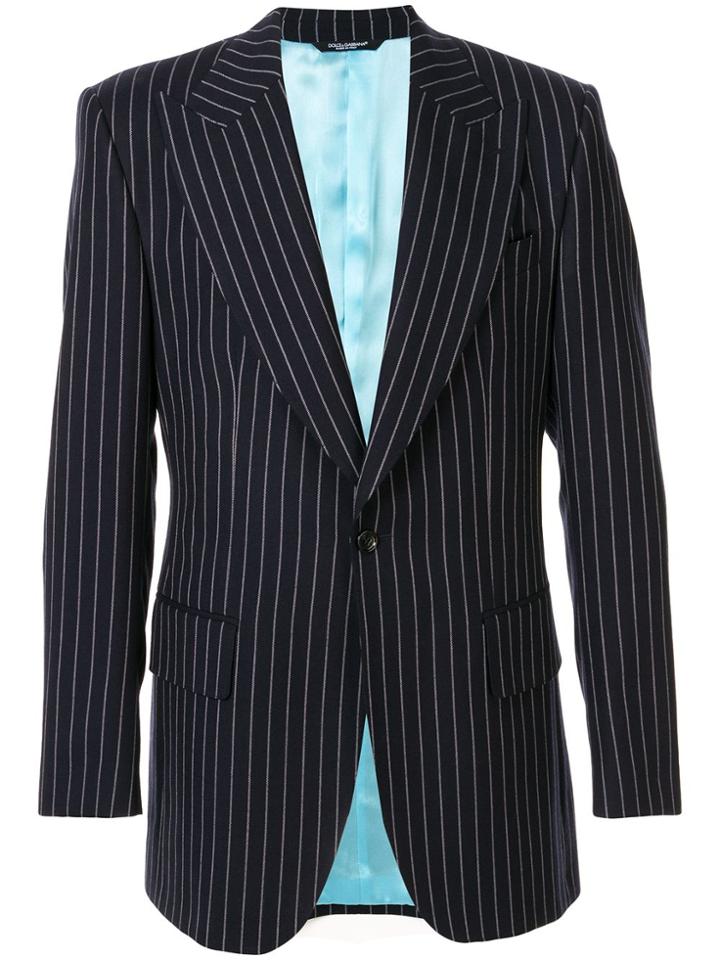 Dolce & Gabbana Pinstripe Suit Jacket - Blue