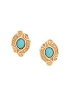 Christian Dior Vintage Faux Turquoise Scroll Clip-on Earrings -