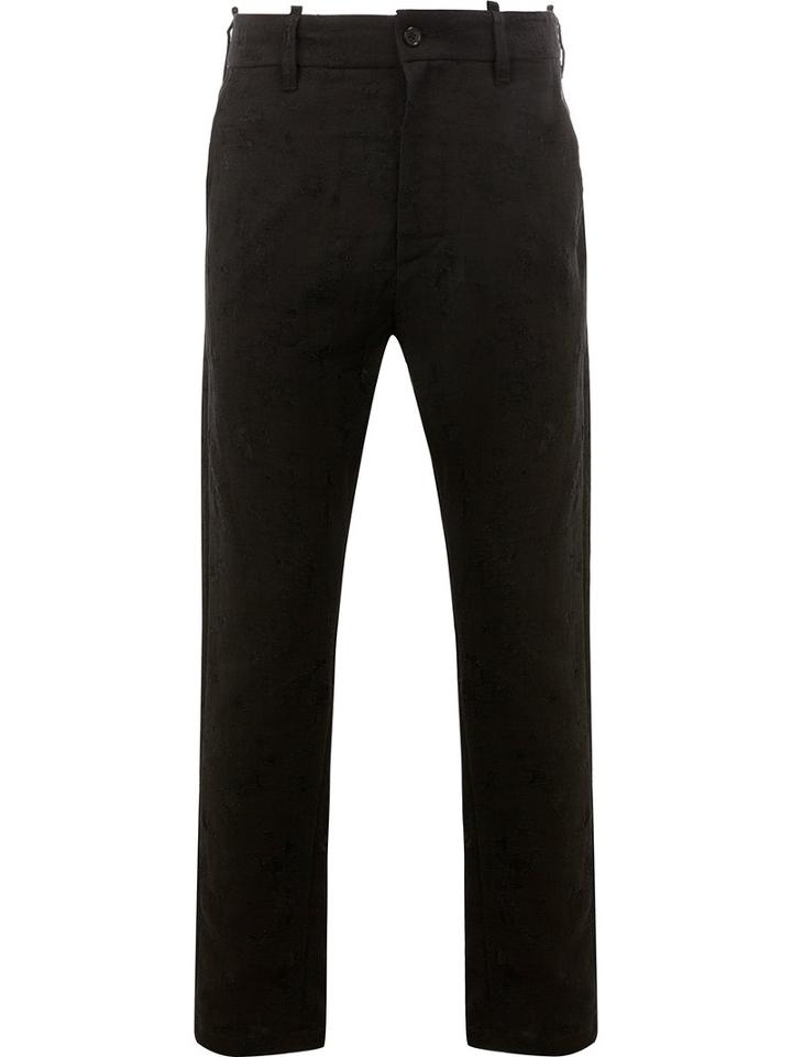 Ann Demeulemeester Shredded Texture Trousers, Men's, Size: Xs, Black, Cotton/linen/flax/nylon/virgin Wool
