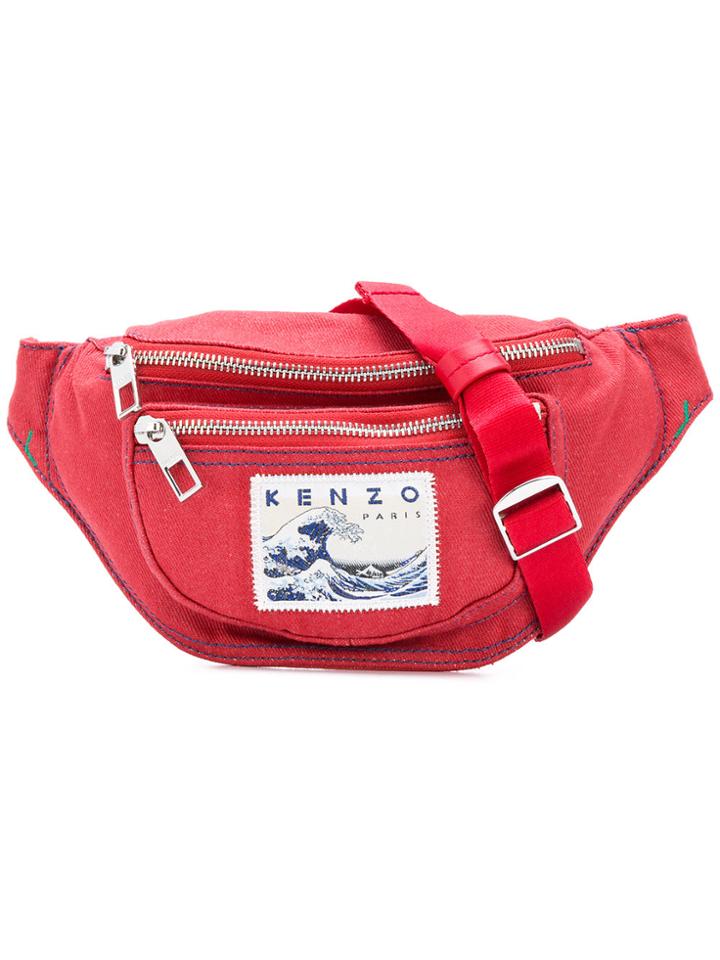Kenzo Kanagawa Wave Denim Bumbag - Red