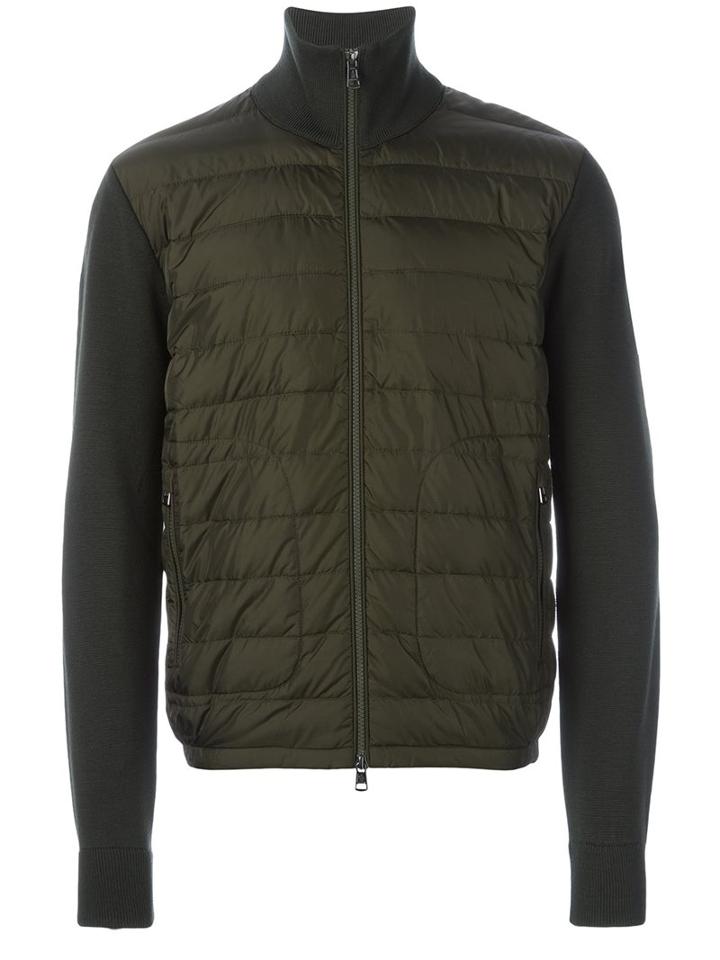 Moncler Knitted Sleeve Jacket, Men's, Size: Xxl, Green, Feather Down/acrylic/polyamide/virgin Wool