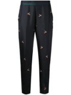 Victoria Victoria Beckham - Embroidered Tailored Trousers - Women - Silk/polyester/viscose - 8, Black, Silk/polyester/viscose