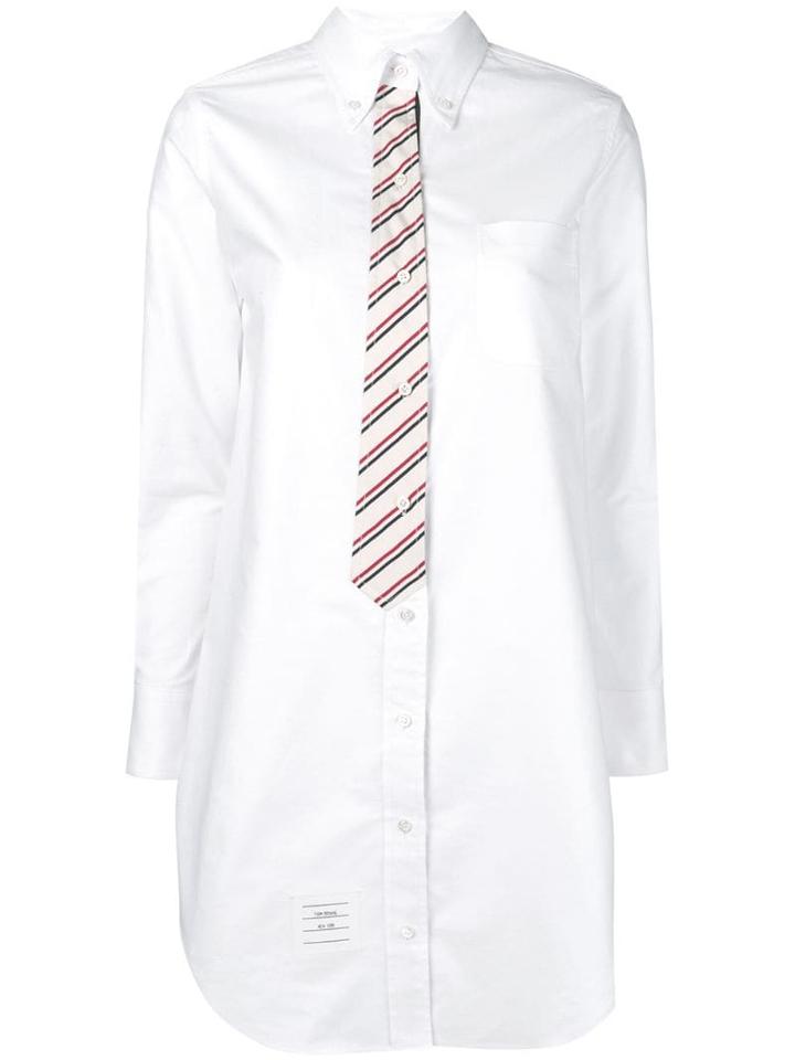 Thom Browne Trompe L'oeil Tie Oxford Shirt Dress - White