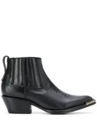 Ash Pepper Spiked-toe Ankle Boots - Black