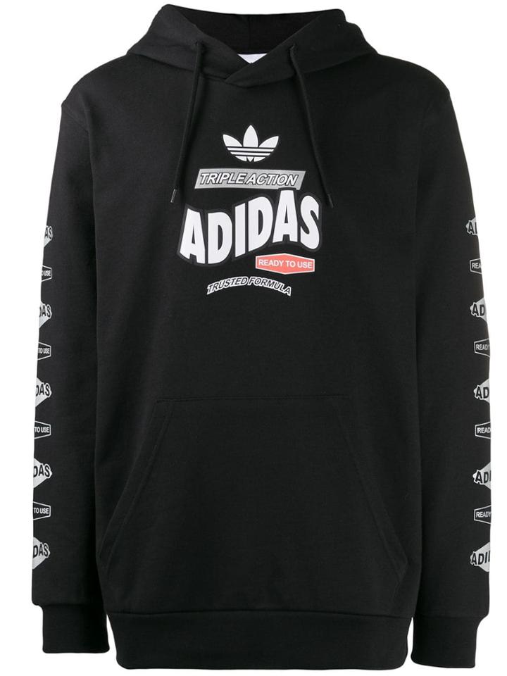 Adidas Contrast Logo Hoodie - Black