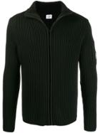 Cp Company Lens Ribbed-knit Cardigan - Black