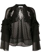 Self-portrait Sheer Ruffle Blouse - Black