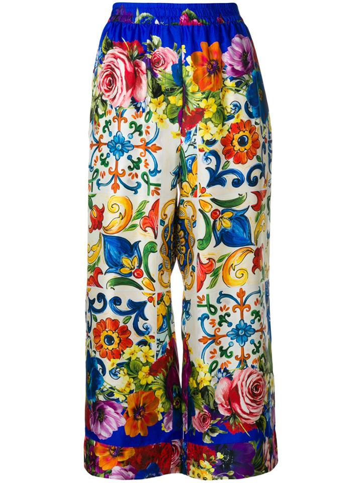 Dolce & Gabbana Floral Pattern Trousers - Blue