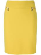 Versace Collection Zipped Pockets Pencil Skirt, Women's, Size: 42, Yellow/orange, Polyester/spandex/elastane/cotton