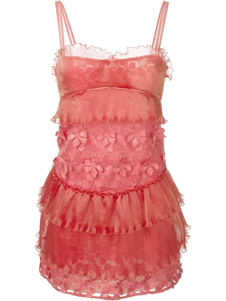 Giamba Floral Appliqué Ruched Dress