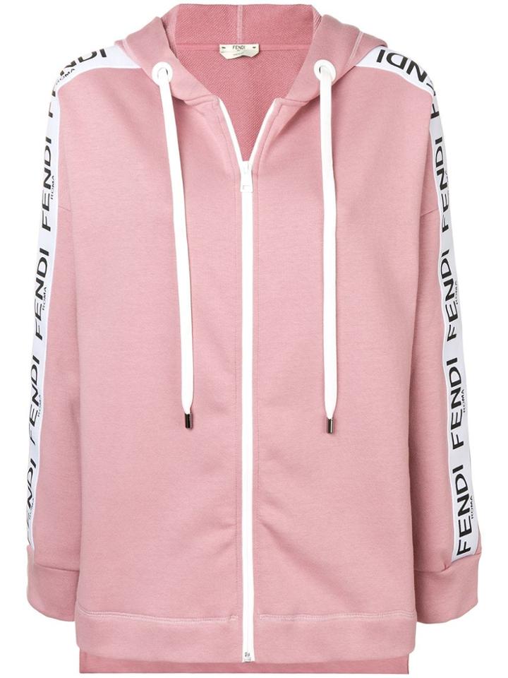 Fendi Logo Zipped Hoodie - Pink
