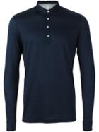 Eleventy Longsleeved Polo Shirt, Men's, Size: Xxl, Blue, Cotton