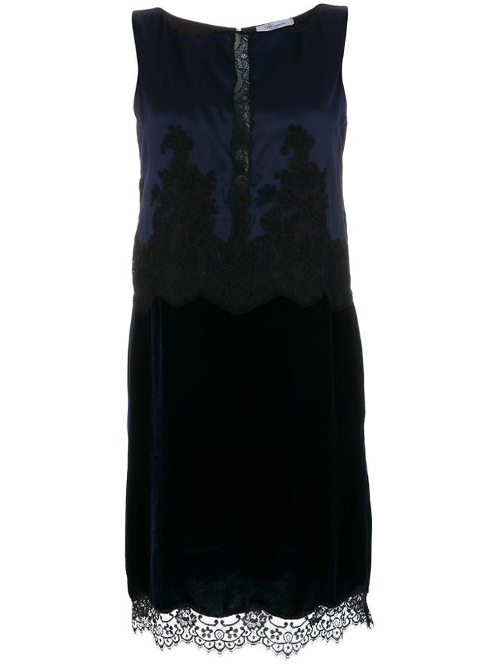 Blumarine Lace-trimmed Shift Dress - Blue