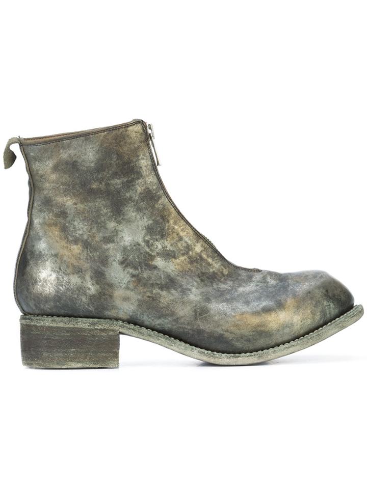 Guidi Camouflage Zip Front Ankle Boots - Green