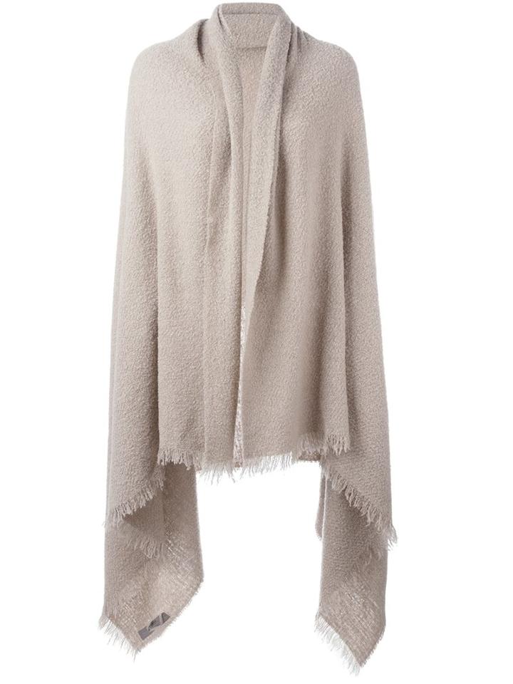 Rick Owens Fringed Poncho, Women's, Nude/neutrals, Silk/polyamide/cashmere/wool