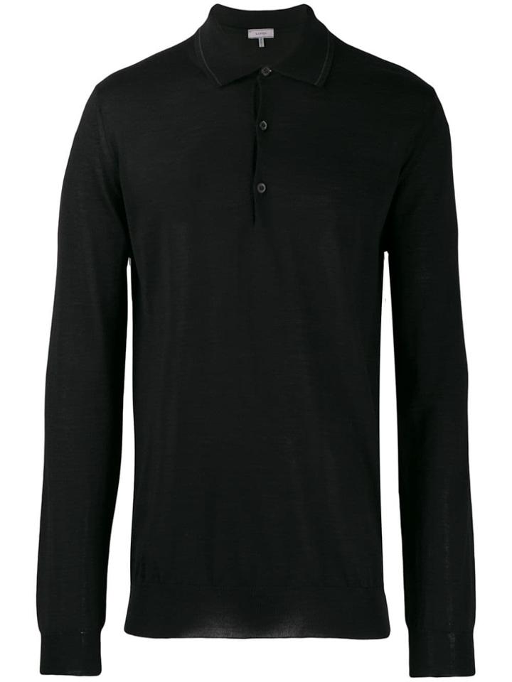 Lanvin Fine Knit Polo Shirt - Black