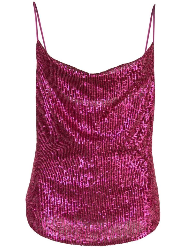 Jonathan Simkhai Sequined Draped-neck Top - Pink