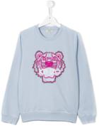 Kenzo Kids Bead Embroidered Tiger Sweatshirt, Girl's, Size: 16 Yrs, Blue