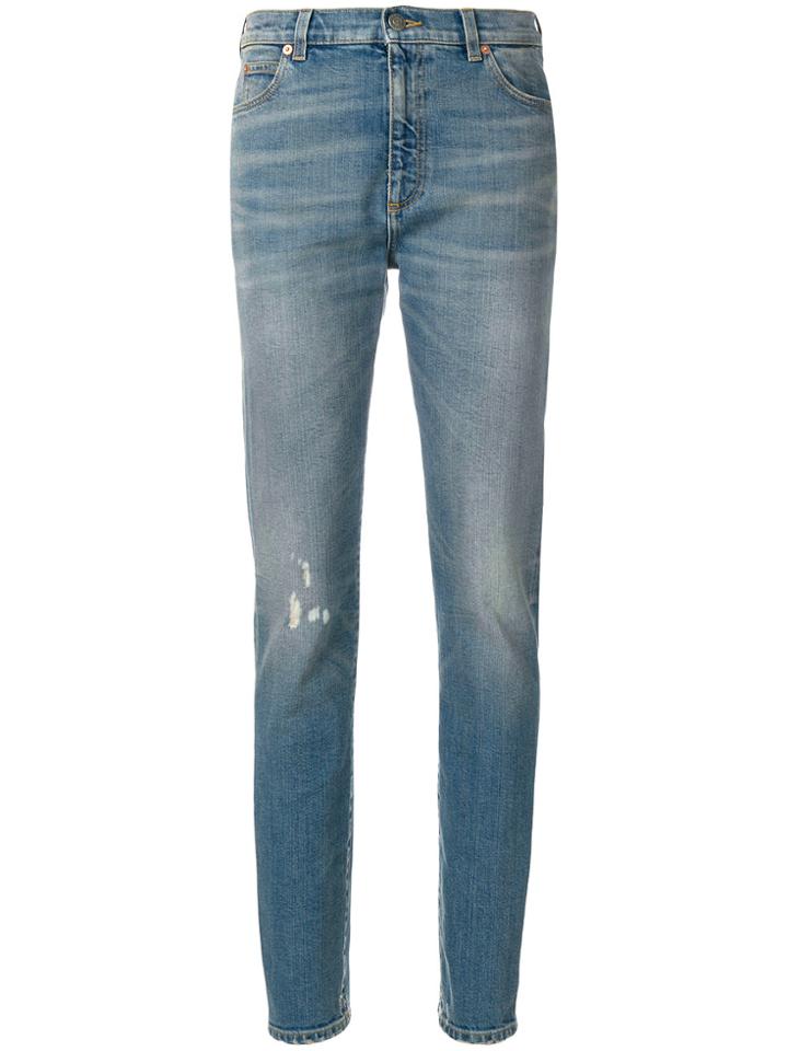Gucci Embroidered Cat Jeans - Blue