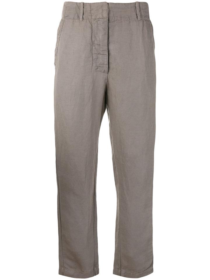 Kristensen Du Nord - Crinkled Loose Fit Trousers - Women - Cotton/linen/flax/tencel - 1, Nude/neutrals, Cotton/linen/flax/tencel
