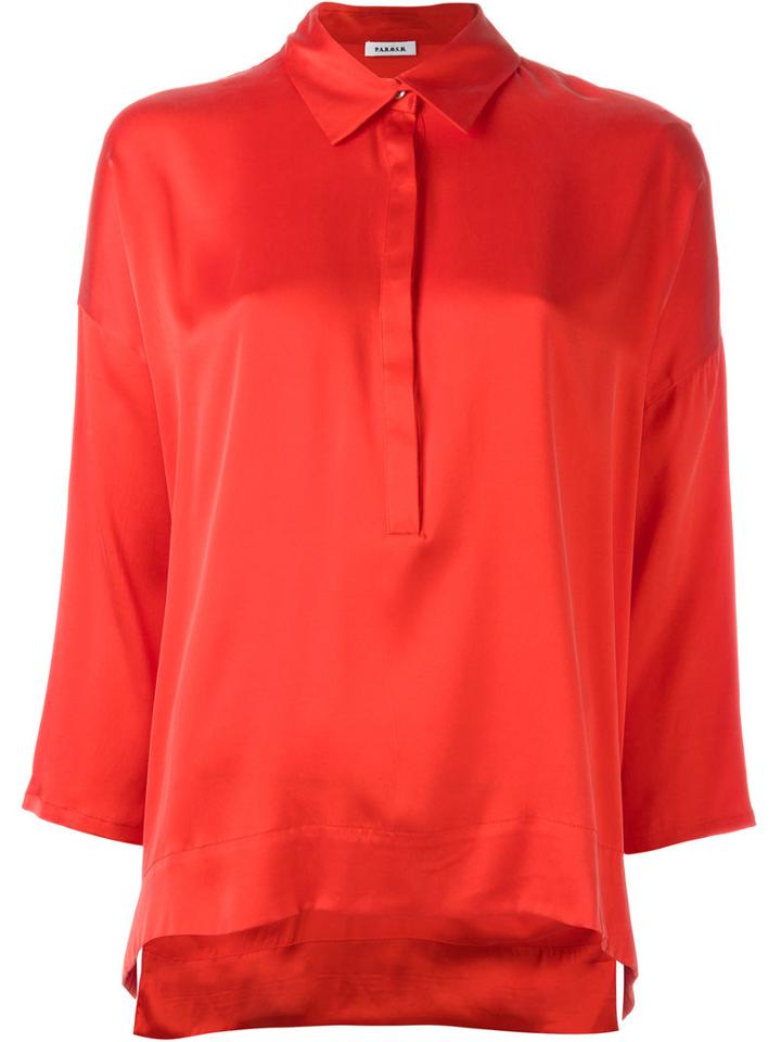 P.a.r.o.s.h. Three-quarter Sleeve Blouse, Women's, Red, Silk/spandex/elastane