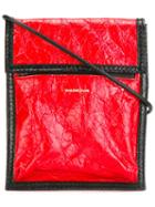 Balenciaga Fold-over Closure Crossbody Bag, Men's, Red, Lamb Skin