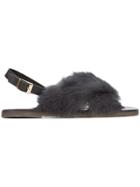 Fabio Rusconi Slingback Fur Sandals - Grey