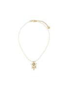 Kenzo Vintage Flower Pearl Pendant Necklace, Women's, Metallic