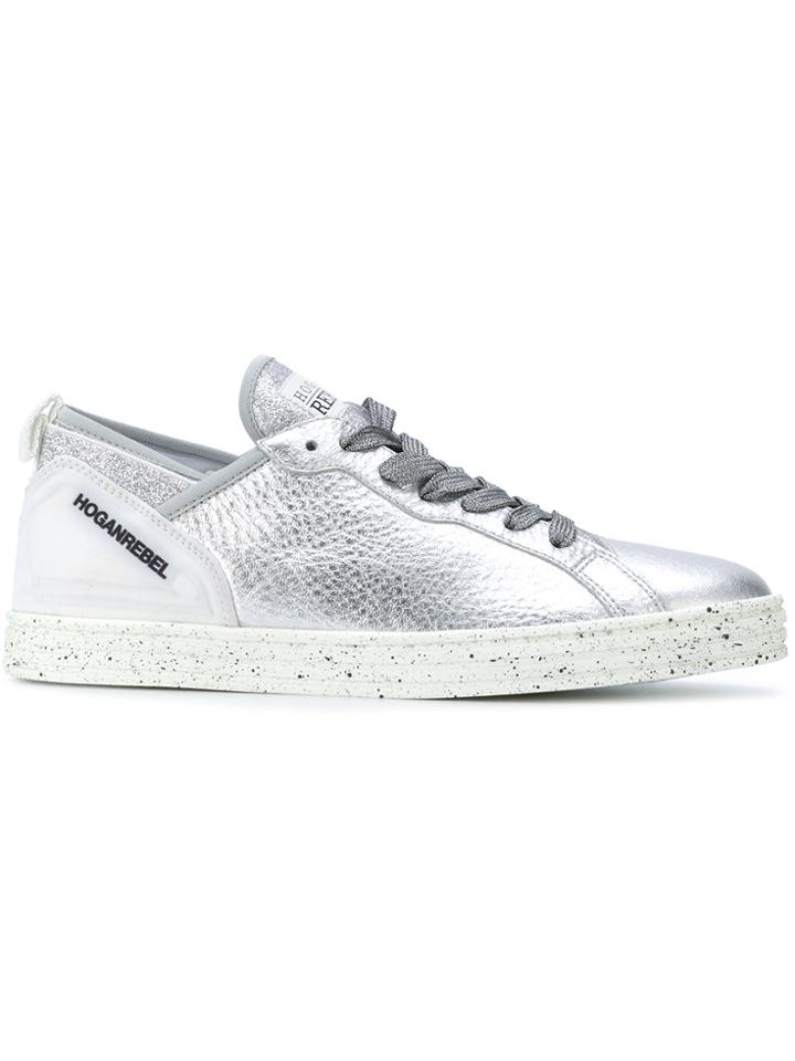 Hogan Rebel Metallic Lace-up Sneakers - Grey