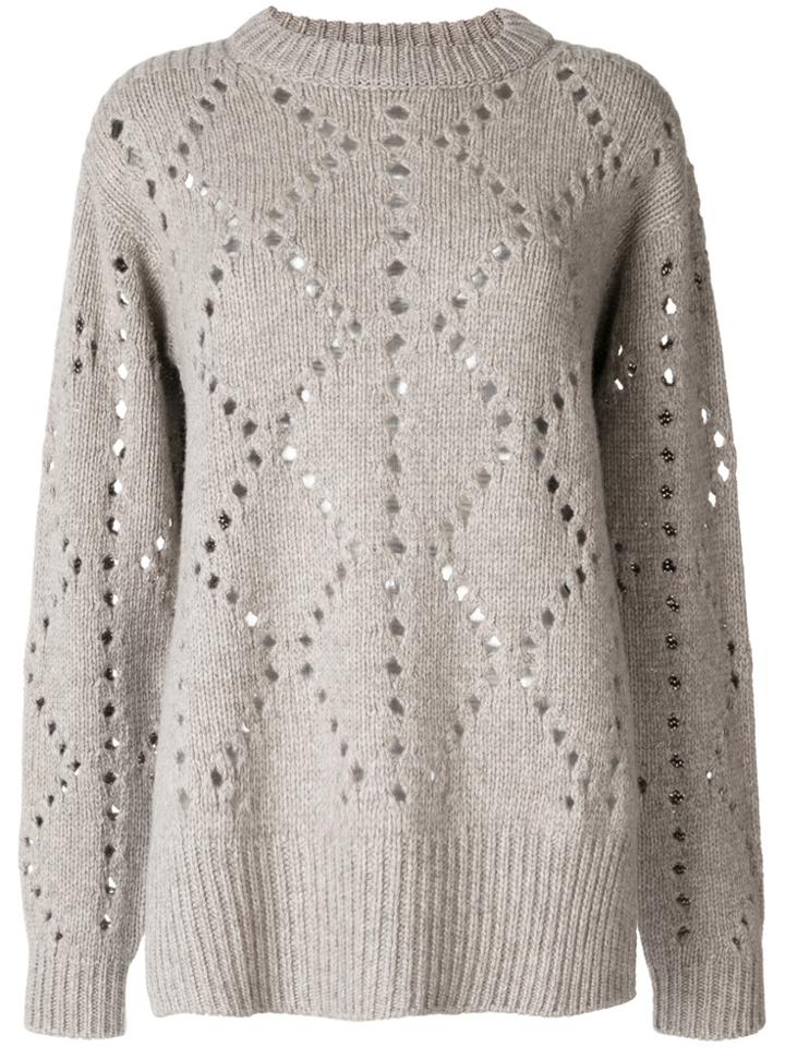 Pringle Of Scotland Pointelle Argyle Jumper - Grey