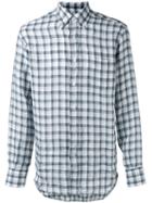 Canali Checked Shirt, Men's, Size: Xxl, Green, Linen/flax