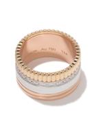 Boucheron Large 18kt Yellow, White & Rose Gold And Diamond Quatre