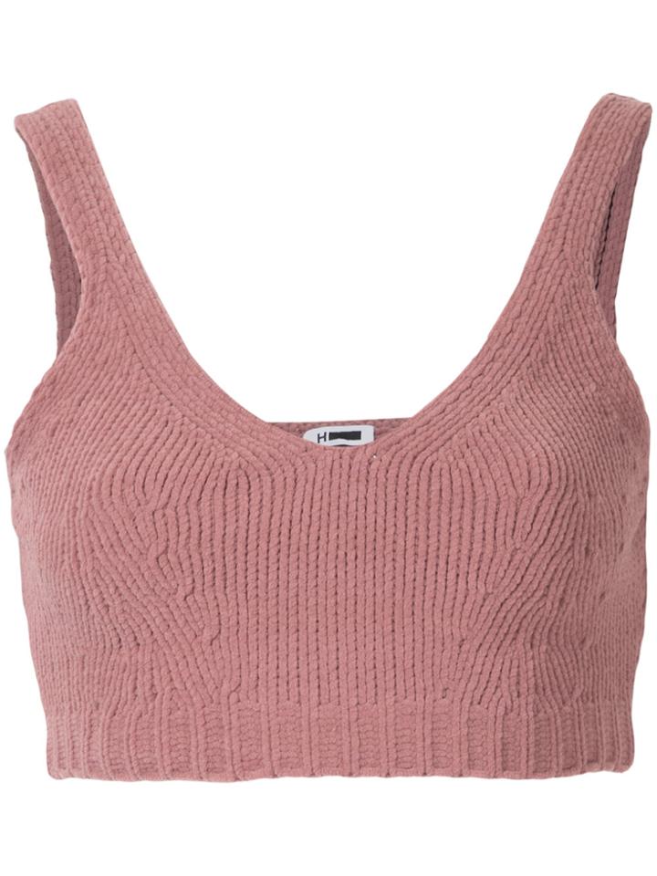 H Beauty & Youth Knitted Cropped Top - Pink & Purple