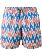 Okun - Bolga Zig-zag Print Shorts - Men - Polyester - S, Blue, Polyester
