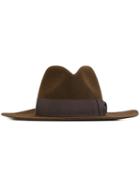 Saint Laurent Classic Fedora Hat, Women's, Size: 57, Brown, Rabbit Felt