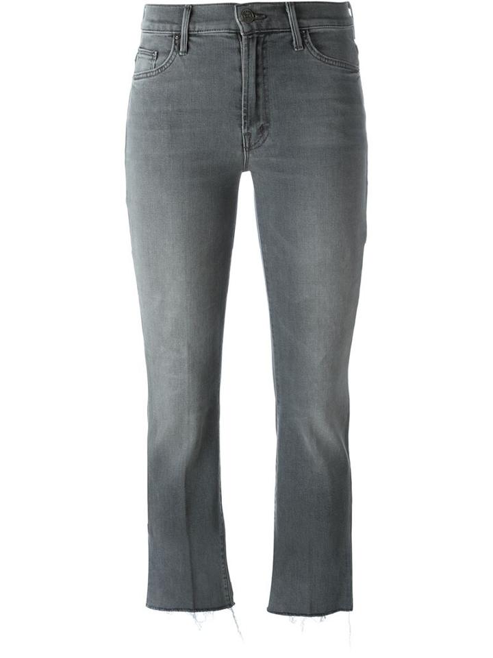 Mother The Insider Crop Fray Jeans, Women's, Size: 28, Grey, Cotton/spandex/elastane