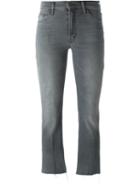 Mother The Insider Crop Fray Jeans, Women's, Size: 28, Grey, Cotton/spandex/elastane