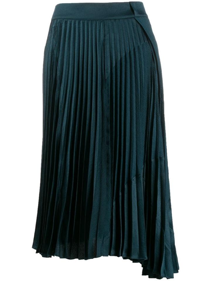 Vince Satin Pleated Skirt - Green
