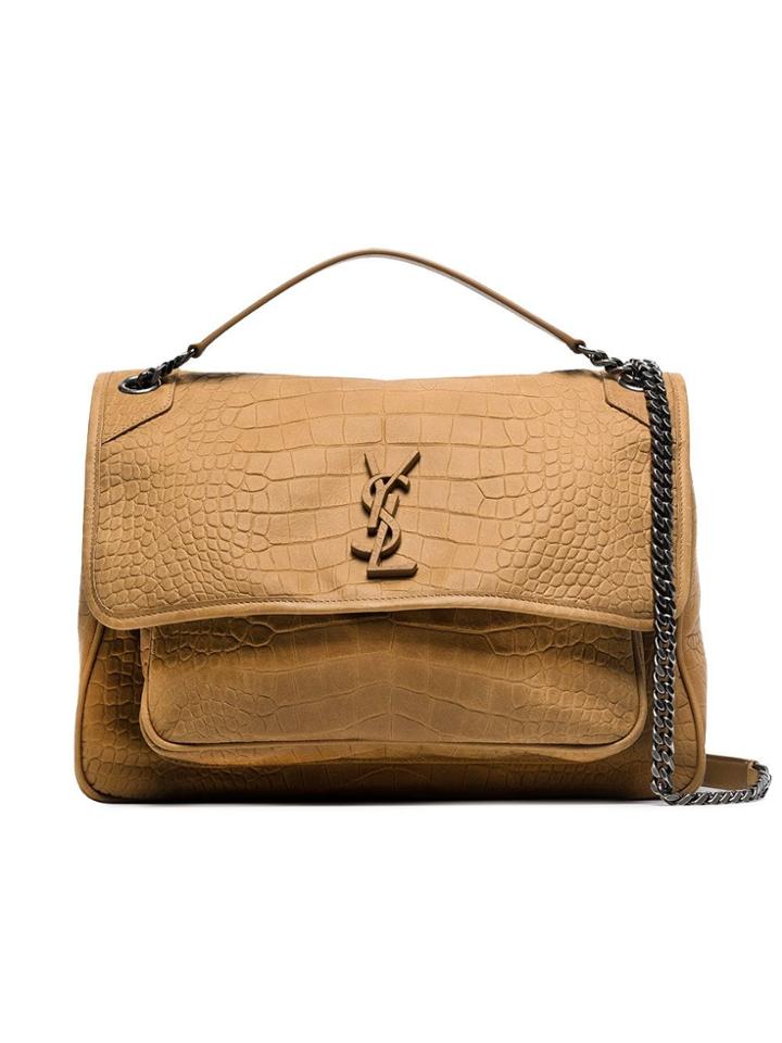 Saint Laurent Brown Monogram Niki Leather Shoulder Bag