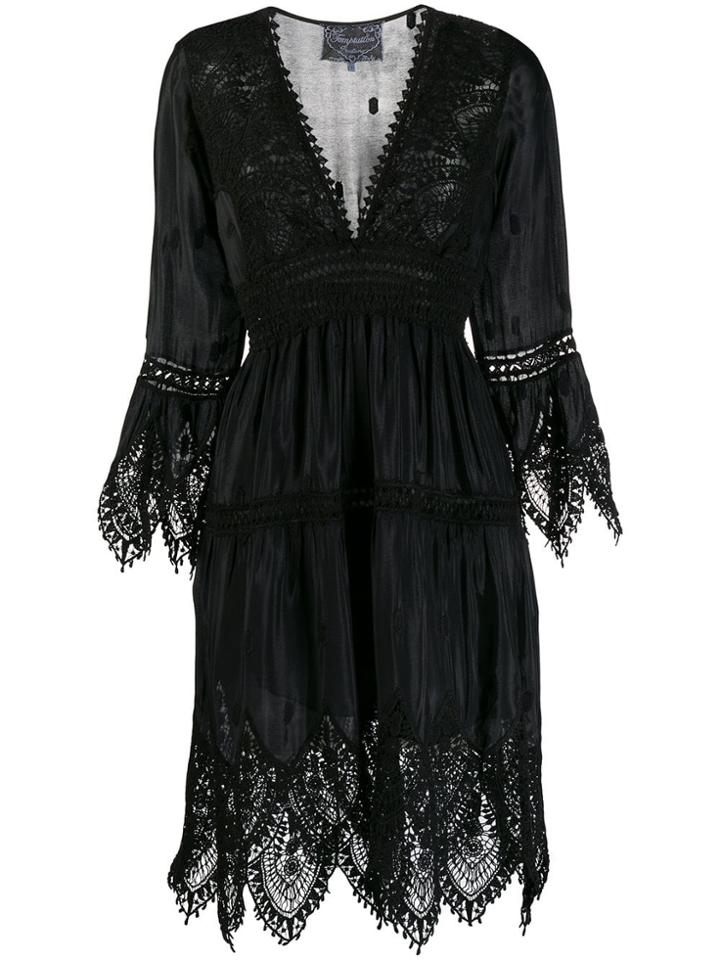 Temptation Positano Embroidered Shift Dress - Black