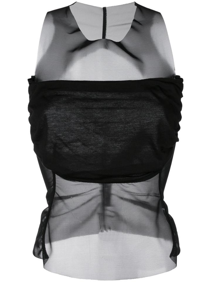 Rick Owens Lilies Sheer Panel Open-back Top - Black