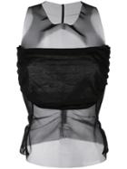 Rick Owens Lilies Sheer Panel Open-back Top - Black