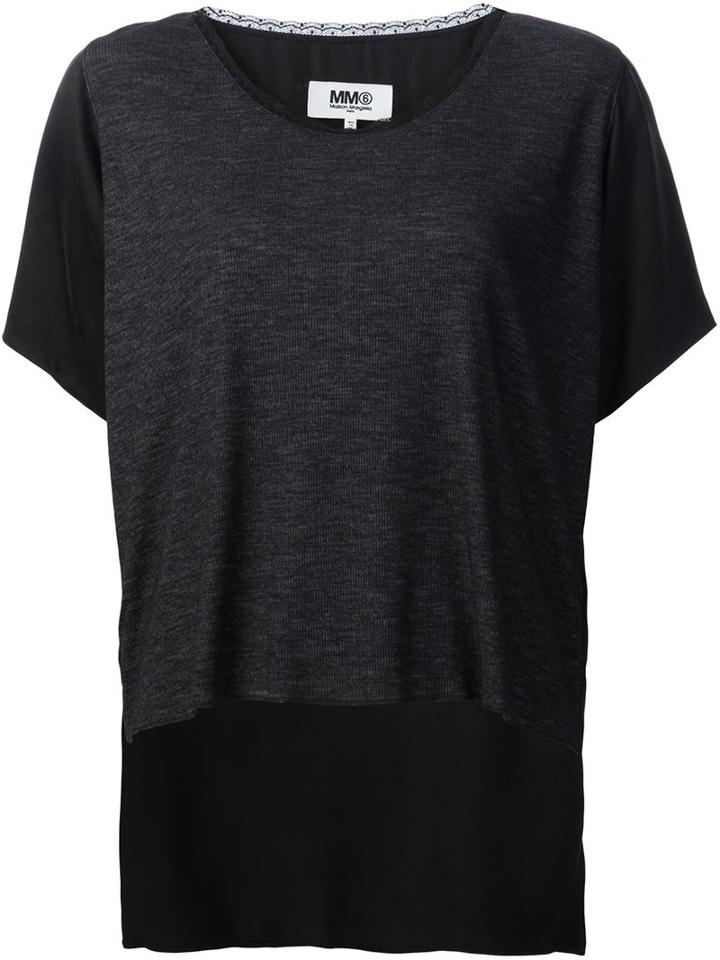 Mm6 Maison Margiela Long Tail T-shirt, Women's, Size: Xs, Black, Polyester/cupro/wool/modal